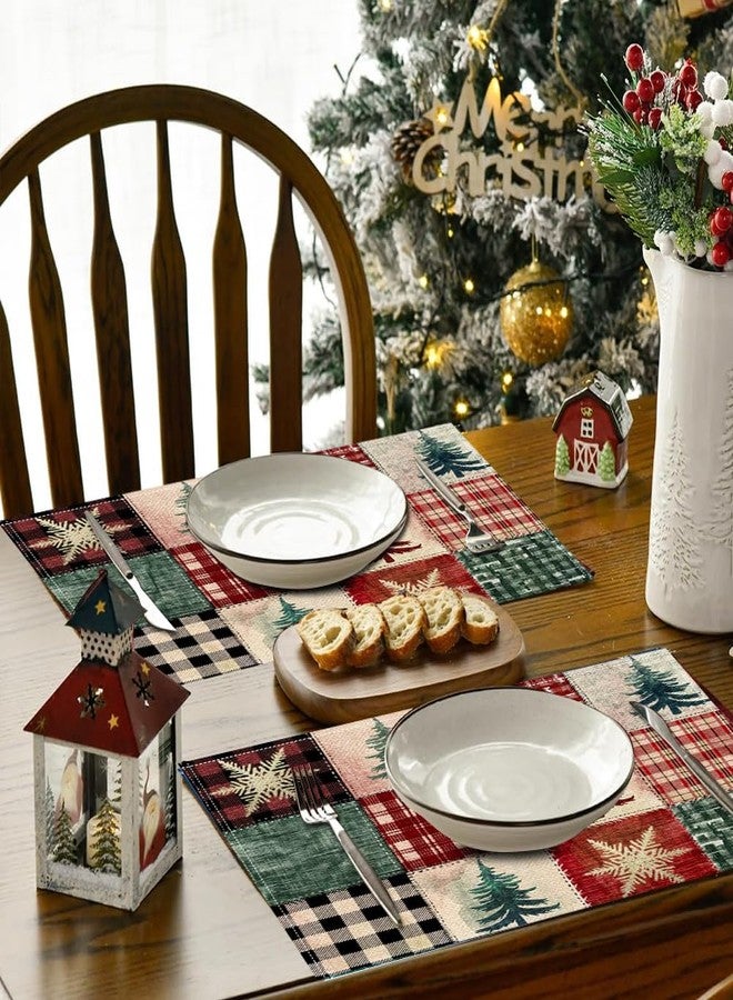 RABUSOFA Buffalo Plaid Christmas Trees Placemats Set of 4, 12x18 Inch Winter Table Mats for Outdoor Home Party Kitchen Dining Decor Red - Image 4