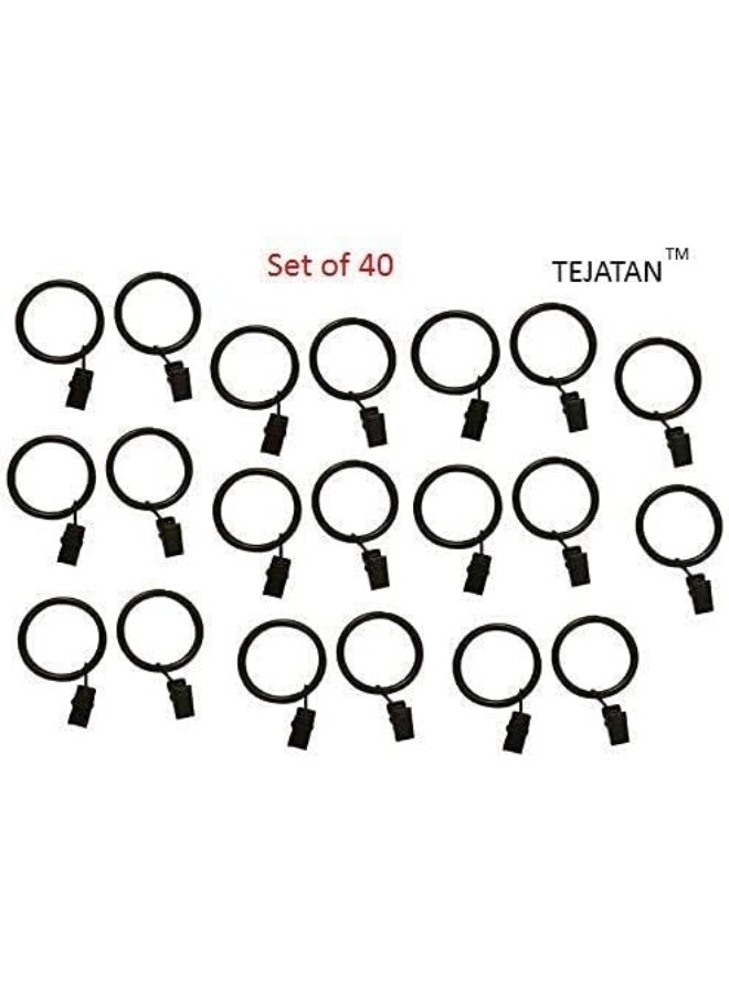 TEJATAN - 2 Inch - Set of 40 - Metal Curtain Rings with Clips and Eyelets - TEJATAN (Also Known as Rings with Curtain Clips/Curtain Clip Rings/Drapery Rings) - Image 2