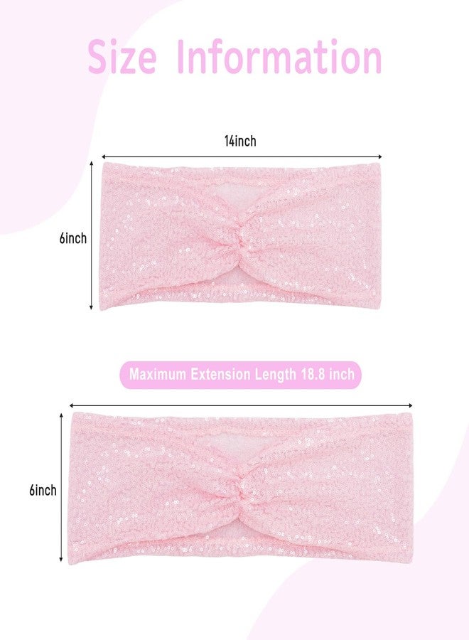 SquarePie Sequin Chair Sashes Bows 10 Pack Pink Shiny Chair Sahes Bands for Wedding Banquet Party Decor - Image 3