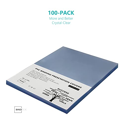 Binditek 100 Pack 10 Mil PVC Clear Binding Covers, 8.5 x 11 Inches, Letter Size, Square Corners, Un-Punched, Office Supplies - Image 2