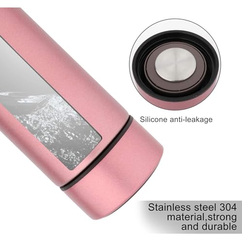 IKTU 500ml Smart LED Temperature Display Water Bottle, Double Wall Vacuum Insulated Flask, Food Grade SUS304 Stainless Steel Bottle Hot & Cold (Pink) - Image 5