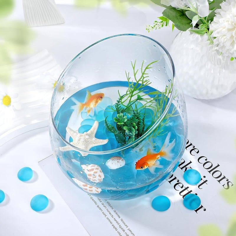 SUREAM Blue Frosted Glass Beads, 0.8LB Vase Filler Beads for Centerpieces, Flat Marbles for DIY Plant Pot Candle Bird Fountains Fish Tank - Image 5