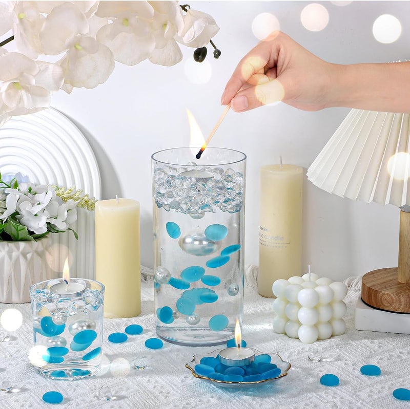 SUREAM Blue Frosted Glass Beads, 0.8LB Vase Filler Beads for Centerpieces, Flat Marbles for DIY Plant Pot Candle Bird Fountains Fish Tank - Image 4