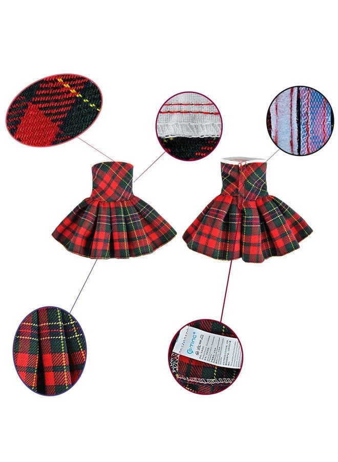 E-TING Santa Clothing For Elf Doll Christmas Decoration (Red-Green Plaid Dress) - Image 3