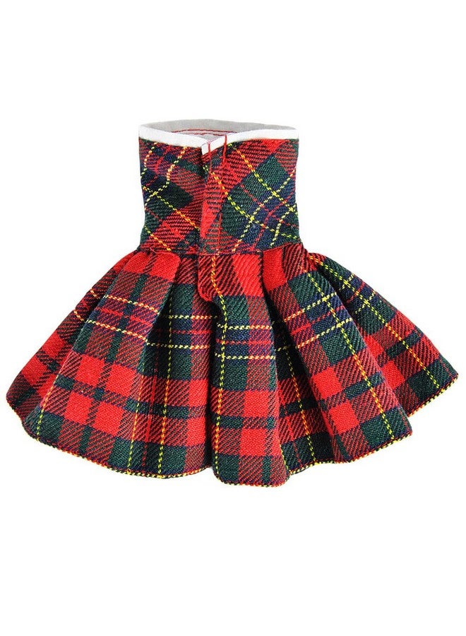 E-TING Santa Clothing For Elf Doll Christmas Decoration (Red-Green Plaid Dress) - Image 2