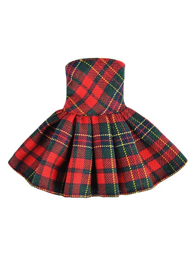 E-TING Santa Clothing For Elf Doll Christmas Decoration (Red-Green Plaid Dress) - Image 1