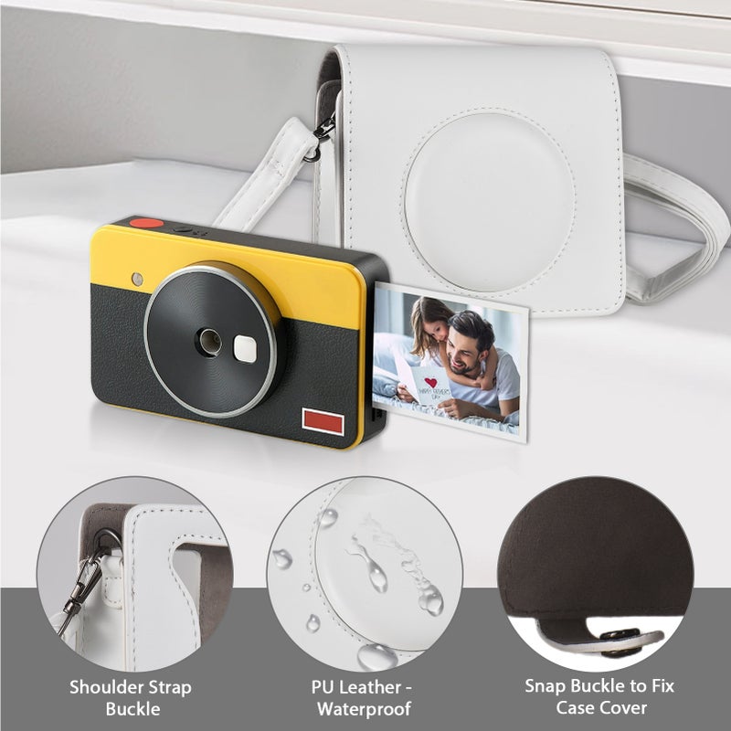 Portable Instant Camera Bag Camera Case Retro Style PU Leather Carrying Case Replacement for Kodak C300R/ Mini Shot 3 with Adjustable Shoulder Strap - Image 4