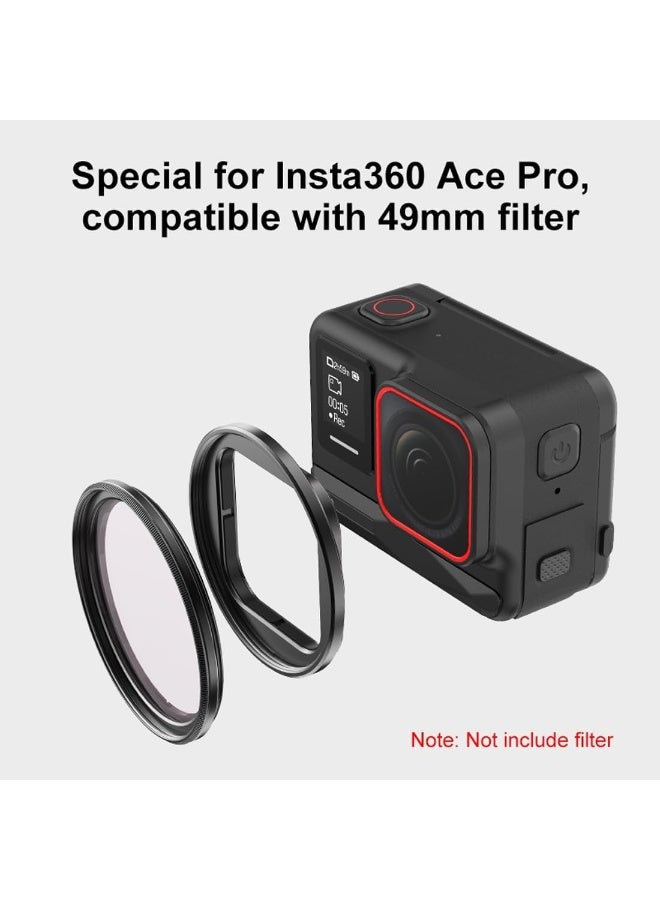 Lens Filter Holder for insta360 Ace Pro/AcePro 2, Protective Frame Metal Camera Filter Holder Compatible with 49mm Filters (Black) - Image 2