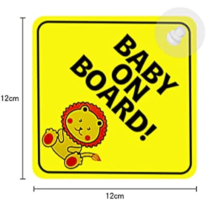 2 PCS BABY ON BOARD CAR WARNING, BABY ON BOARD STICKER SIGN FOR WARNING WITH SUCTION CUPS, CHILD IN CAR STICKER FOR WINDOW CLING REUSABLE TODDLER ON BOARD STICKERS DECAL (LION) - Image 5