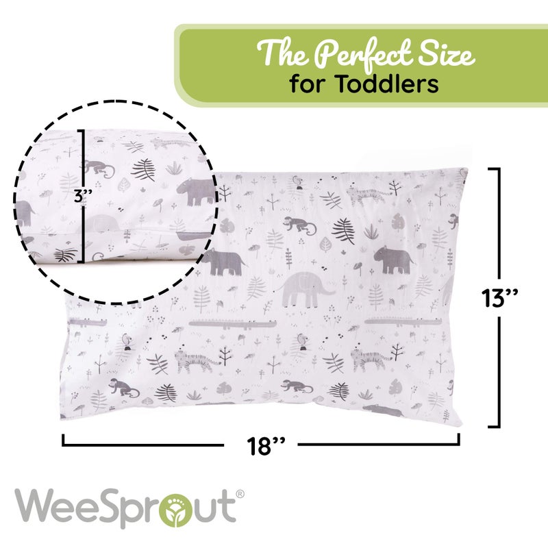 WeeSprout Mini Toddler Pillow for Kids Sleeping - Organic Cotton Shell & Pillowcase with Soft & Supportive Polyfiber Filling - Good for Travel, Machine Washable, 18 x 13 x 3, Safari - Image 3