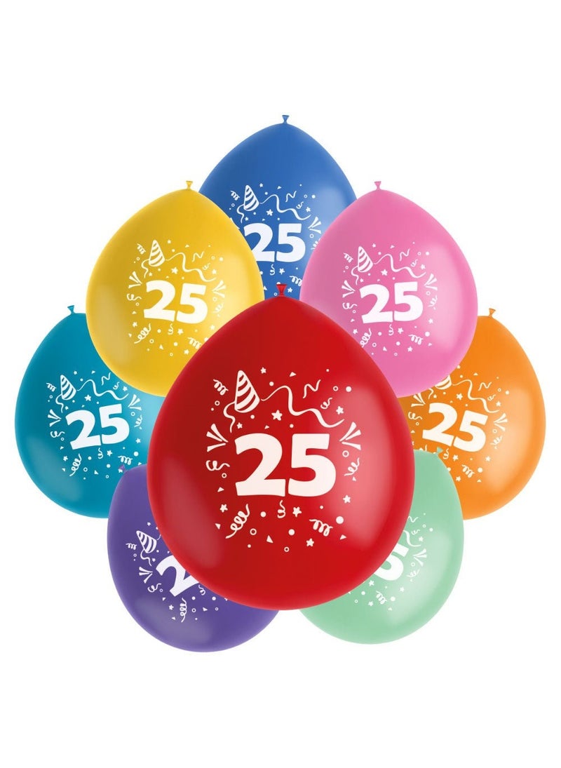 فولات بالونات لاتكس متعددة الألوان بمناسبة عيد ميلاد 25 عامًا، عبوة من 8 قطع، مقاس 23 سم