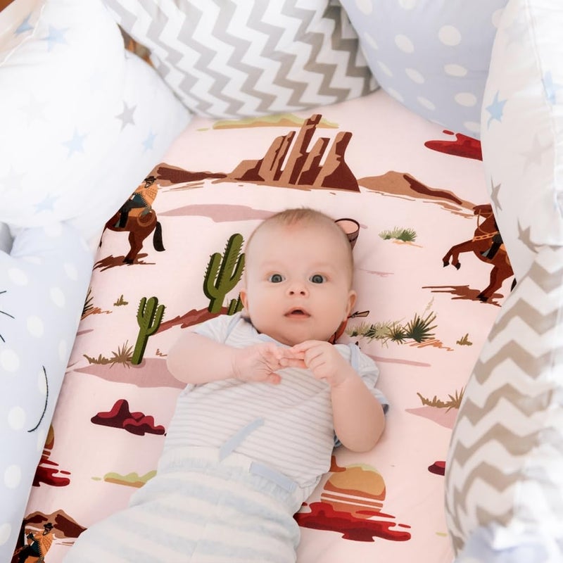 FIGEPO 4 Pack Western Cowboy Crib Sheets Neutral Breathable Fitted Baby Sheets Nursery Sheets for Baby Boys or Girls (Bassinet Sheet) - Image 4