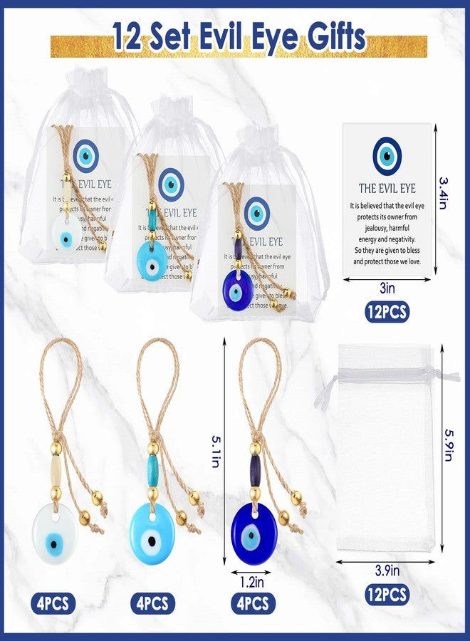 سكايليتي مجموعة سكايليتي المكونة من 12 قطعة من تعليقات عين الحسد، تعليقة سيارة على شكل عين الحسد، هدية حظ وحماية، هدايا زجاجية، هدايا مميزة للحفلات للرجال والنساء - Image 3