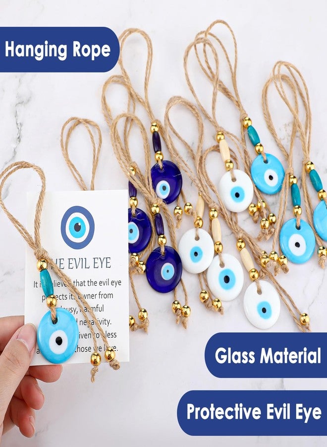 سكايليتي مجموعة سكايليتي المكونة من 12 قطعة من تعليقات عين الحسد، تعليقة سيارة على شكل عين الحسد، هدية حظ وحماية، هدايا زجاجية، هدايا مميزة للحفلات للرجال والنساء - Image 4