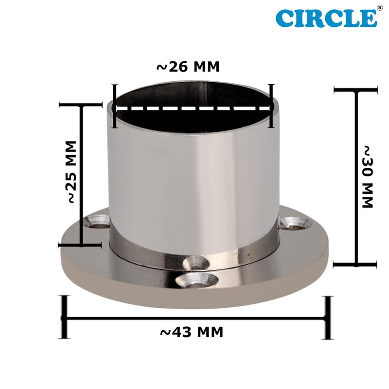 CIRCLE Stainless Steel Heavy Wall to Wall Bracket for Curtain Rod and Wardrobe Rod 1Inch 4 Pcs - Image 3
