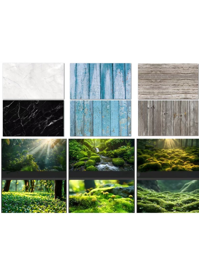 6pcs 12 Patterns 34.4x22.5in Double Sided Photography Background 2 in 1 Black White Wood Marble Texture Pattern Waterproof Paper Tabletop Backdrop Food Jewelry Cosmetics Makeup Professional Photo Sh - Image 1