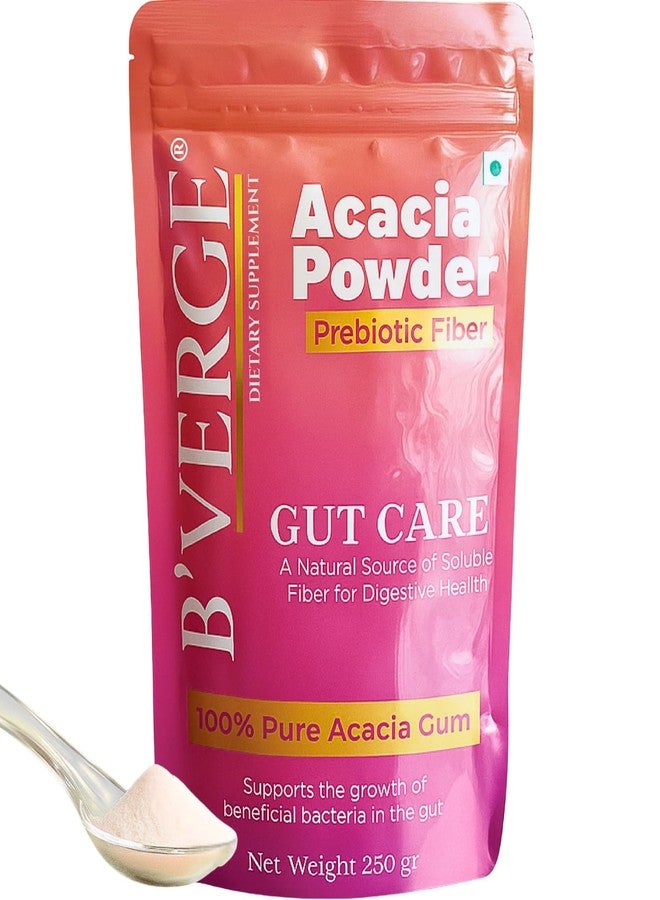 B'VERGE B’VERGE® 100% Acacia Powder Prebiotic – 250g | Ultra Pure Soluble Prebiotic Fiber from Acacia Senegal | Gut-Friendly, Tasteless, Easy to Mix | No Sugar, Additives or Fillers | Keto & Vegan Friendly - Image 1