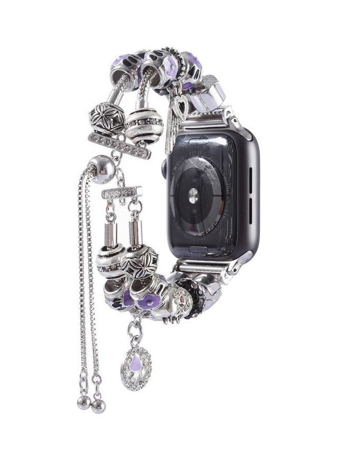 NIBEMINENT DIY Metal Bead Bracelet Watchband For Apple Watch 5 & 4 40mm/3 2 1 38mm Purple - Image 1