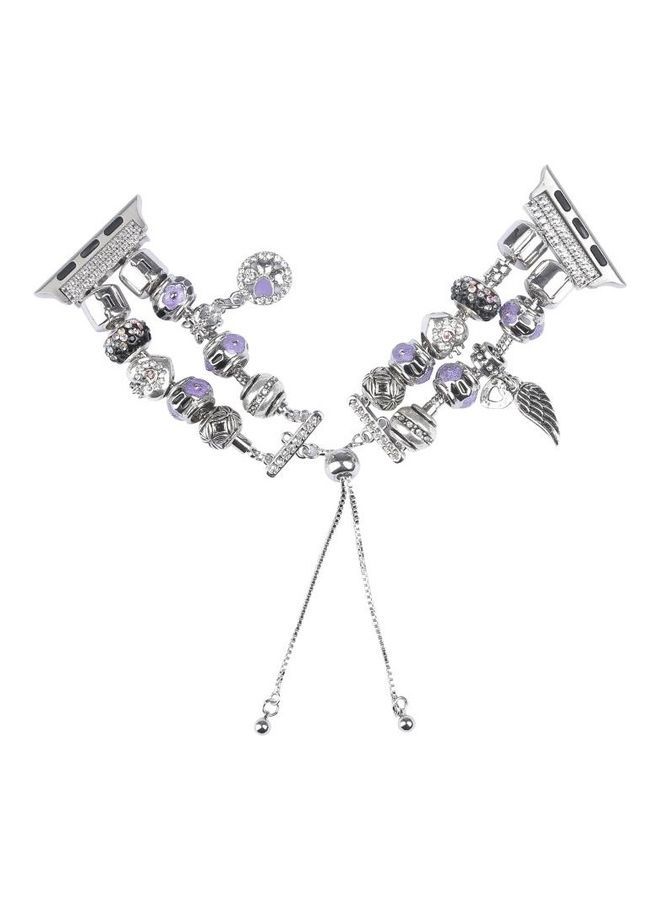 NIBEMINENT DIY Metal Bead Bracelet Watchband For Apple Watch 5 & 4 40mm/3 2 1 38mm Purple - Image 2