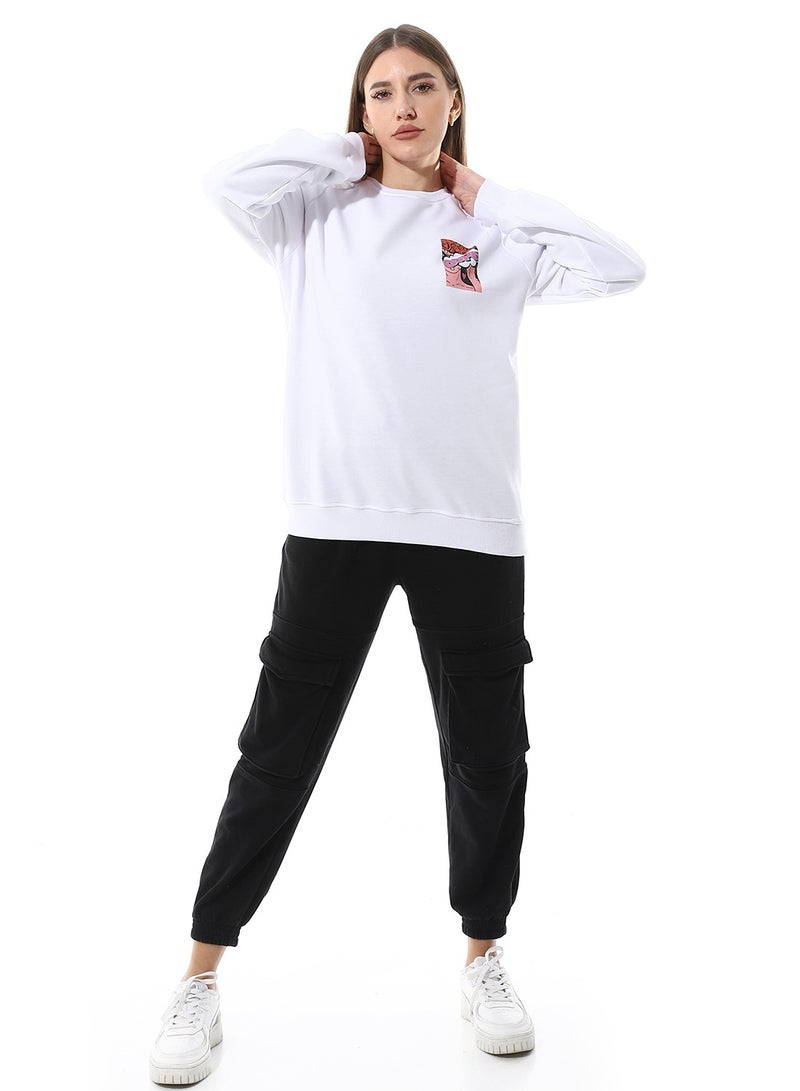 Andora Round Neck Printed Sweatshirt - Image 4