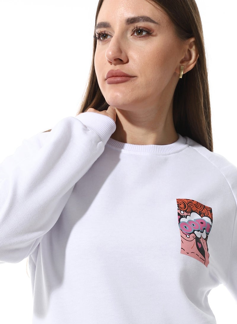 Andora Round Neck Printed Sweatshirt - Image 5