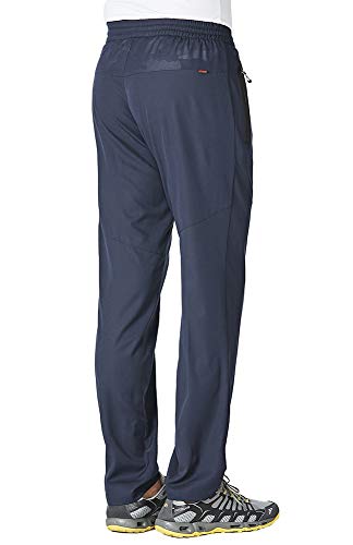 YSENTO Mens Track Pants Quick Dry Lightweight Joggers Athletic Hiking Pants Zipper Pockets Dark Blue Size M - Image 3