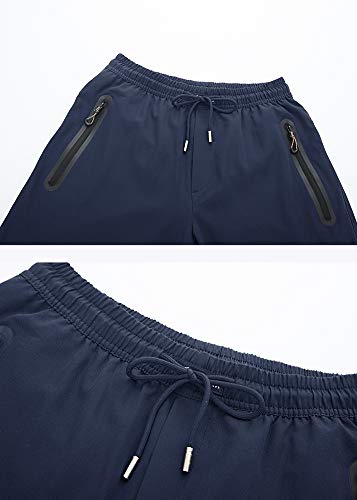 YSENTO Mens Track Pants Quick Dry Lightweight Joggers Athletic Hiking Pants Zipper Pockets Dark Blue Size M - Image 5