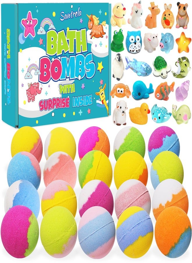 Santrela Bath Bombs for Kids with Surprise Inside, 20 Pack Kids Bath Bombs Gift Set with Toys for Girls Boys, Handmade Child-Safe Bubble Bath Fizzy Balls Kit for Birthday, Summer Fun, Christmas - Image 1