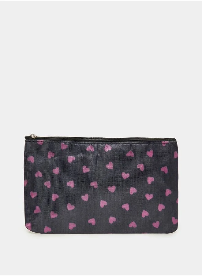 Styli Heart Print Wash Bag