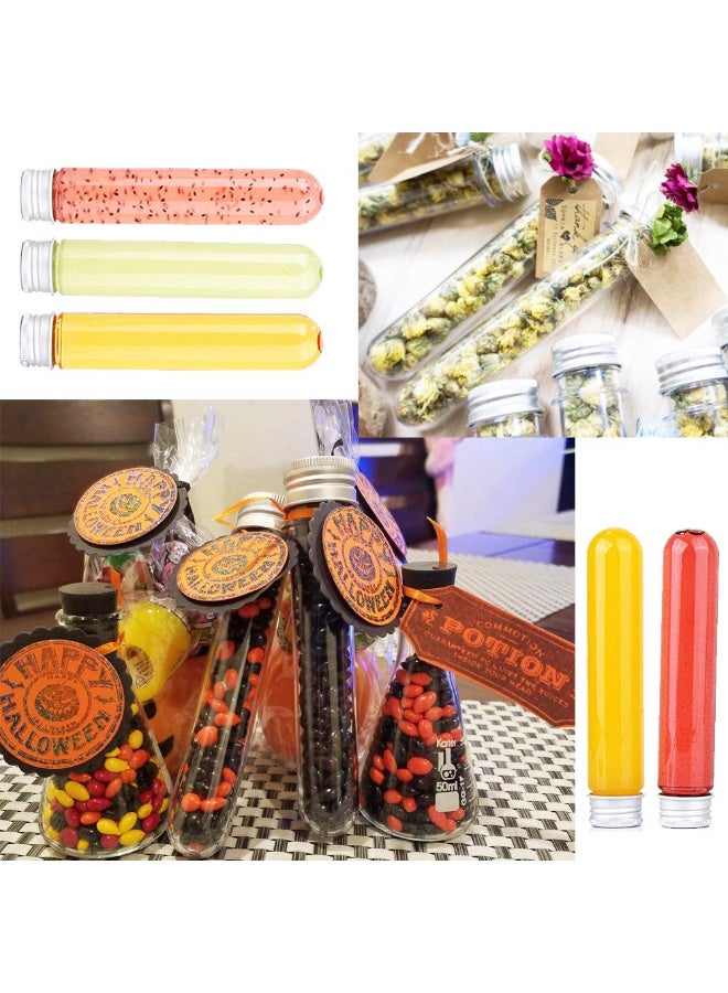10 Pcs Clear Flat Plastic Test Tubes with Screw Caps, Science Party Test Tubesm,Large Test Tubes Containers for Scientific Experiments, Plant Propagation and Holiday Gifts  - Image 3