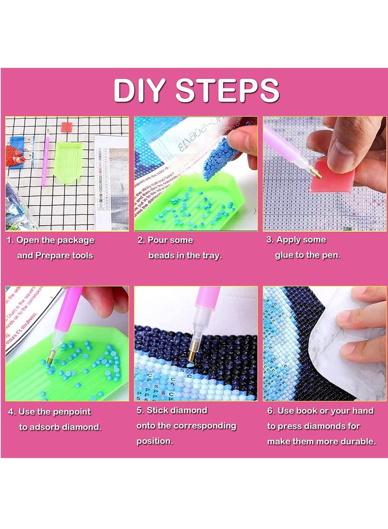 SYOSI مجموعة الرسم الماسي 5D من SYOSI ، كوخ الفطر الوردي ، مجموعة رسم الماس DIY ، فن تصوير مشهد الرسم الماسي لتزيين جدران المنزل (11.8 × 15.7 بوصة)  - Image 3