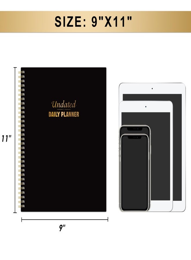 MaaIbok Daily Planner - 9'' x 11'' Notebook with Hourly Schedule, Undated Workbook to Record Your Appointments, 208 Pages, Elastic Closure, Inner Pocket - Image 5