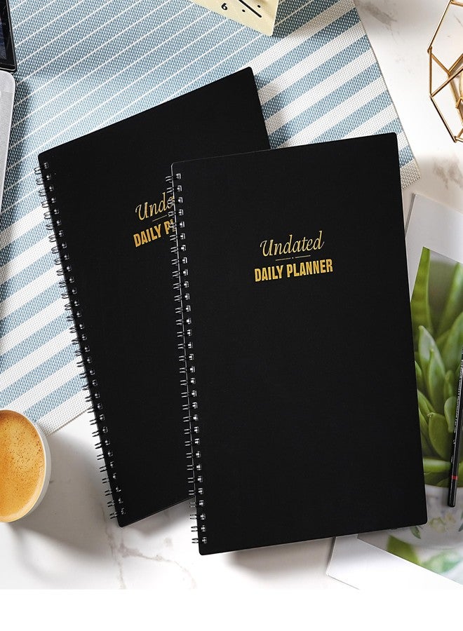 MaaIbok Daily Planner - 9'' x 11'' Notebook with Hourly Schedule, Undated Workbook to Record Your Appointments, 208 Pages, Elastic Closure, Inner Pocket - Image 2