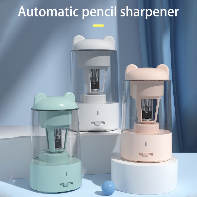 Electric Pencil Sharpener: White, 1800mAh Battery, Auto-Stop Safety Feature - Adjustable Sharpness, 400ml Waste Container for Classroom, Art Studio, Writing & Drawing Use - Image 5