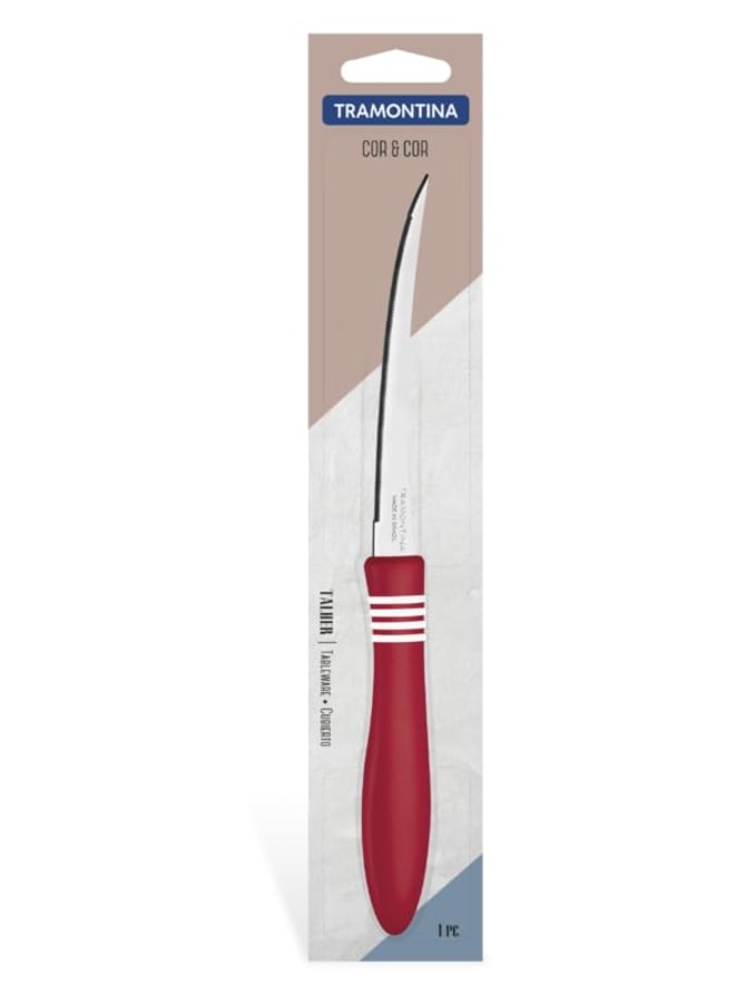 TRAMONTINA TRAMONTINA Cor & Cor Tomato Knife – 5-Inch Stainless Steel Blade with Red Polypropylene Handle – Durable, Sharp & Dishwasher Safe  - Image 2