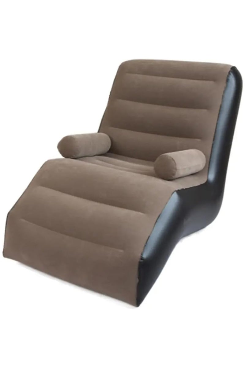 Inflatable Couch Air Sofa Portable: S-Shape Inflatable Bed with Household Inflatable Lounge Chair with Household Air Pump Multi-Function Inflate Deck Chair for Living Room.140 X 85 X 80 CM (Brown) - Image 1