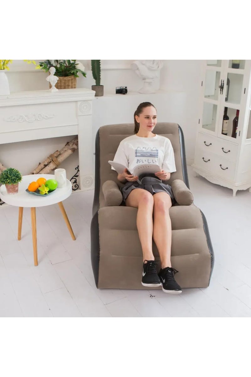 Inflatable Couch Air Sofa Portable: S-Shape Inflatable Bed with Household Inflatable Lounge Chair with Household Air Pump Multi-Function Inflate Deck Chair for Living Room.140 X 85 X 80 CM (Brown) - Image 3