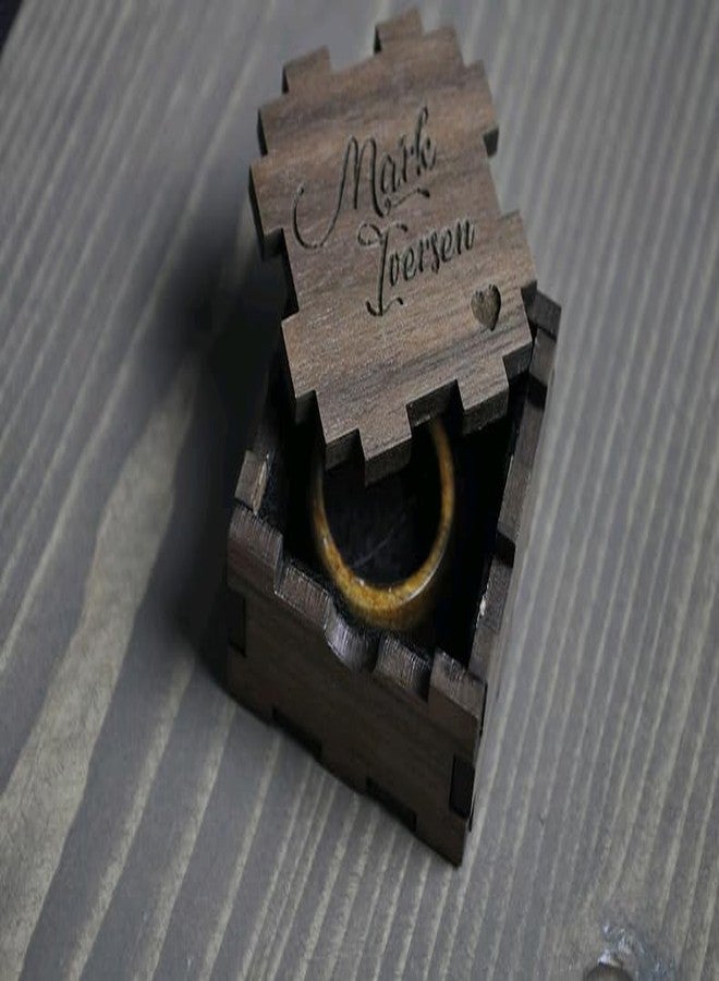 MeeCraft Rustic Wooden Mini Ring Box, 4x4x2.2 cm, Brown - Image 3