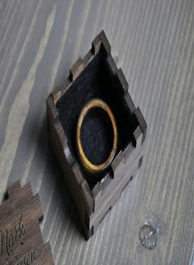 MeeCraft Rustic Wooden Mini Ring Box, 4x4x2.2 cm, Brown - Image 2