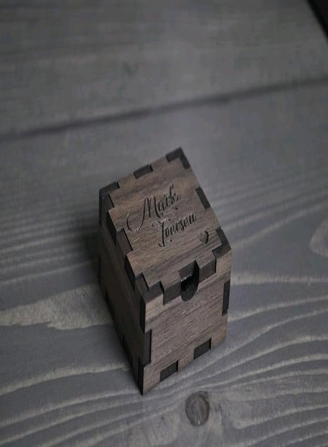 MeeCraft Rustic Wooden Mini Ring Box, 4x4x2.2 cm, Brown - Image 4