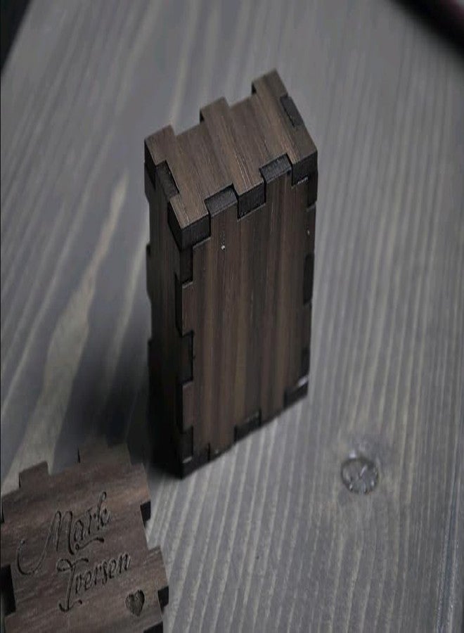 MeeCraft Rustic Wooden Mini Ring Box, 4x4x2.2 cm, Brown - Image 5