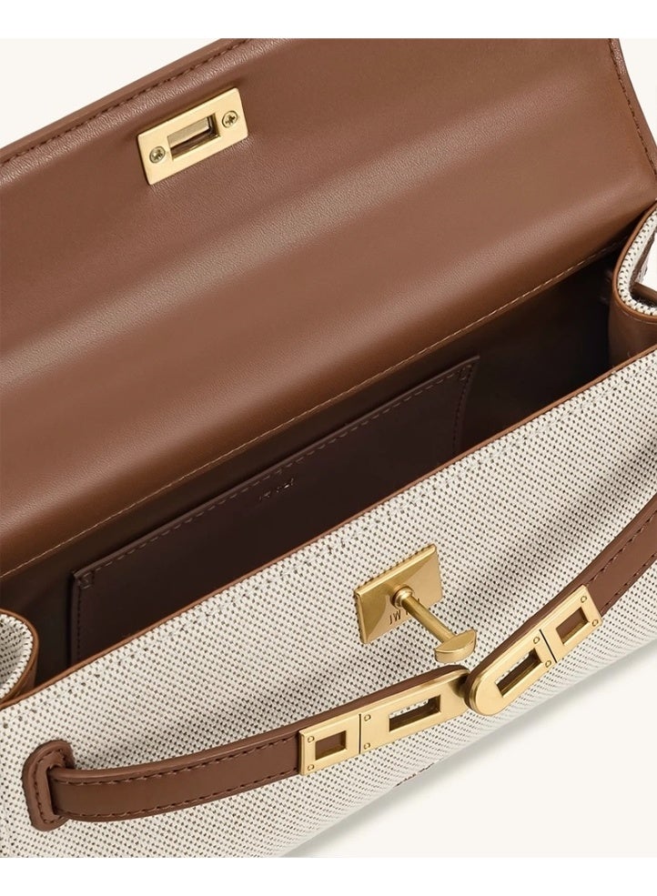 جي دبليو بي حقيبة نور، حقيبة على طراز كيلي مزينة بنقش التمساح، حقيبة بأشرطة كتف قابلة للتعديل - Image 3