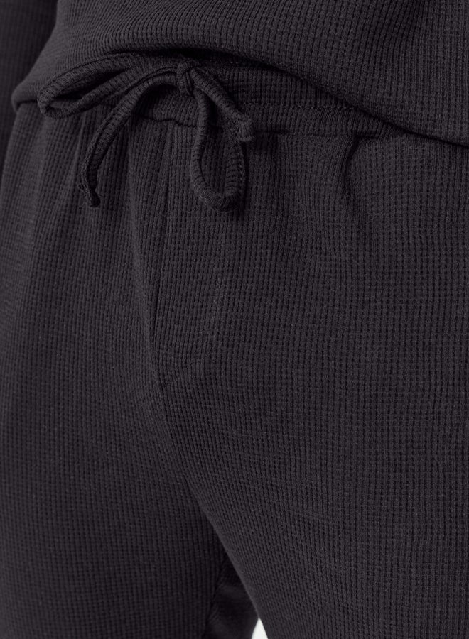 trendyol Anthracite Regular Cut Raglan Sleeve Textured Knitted Pajama Set - Image 4