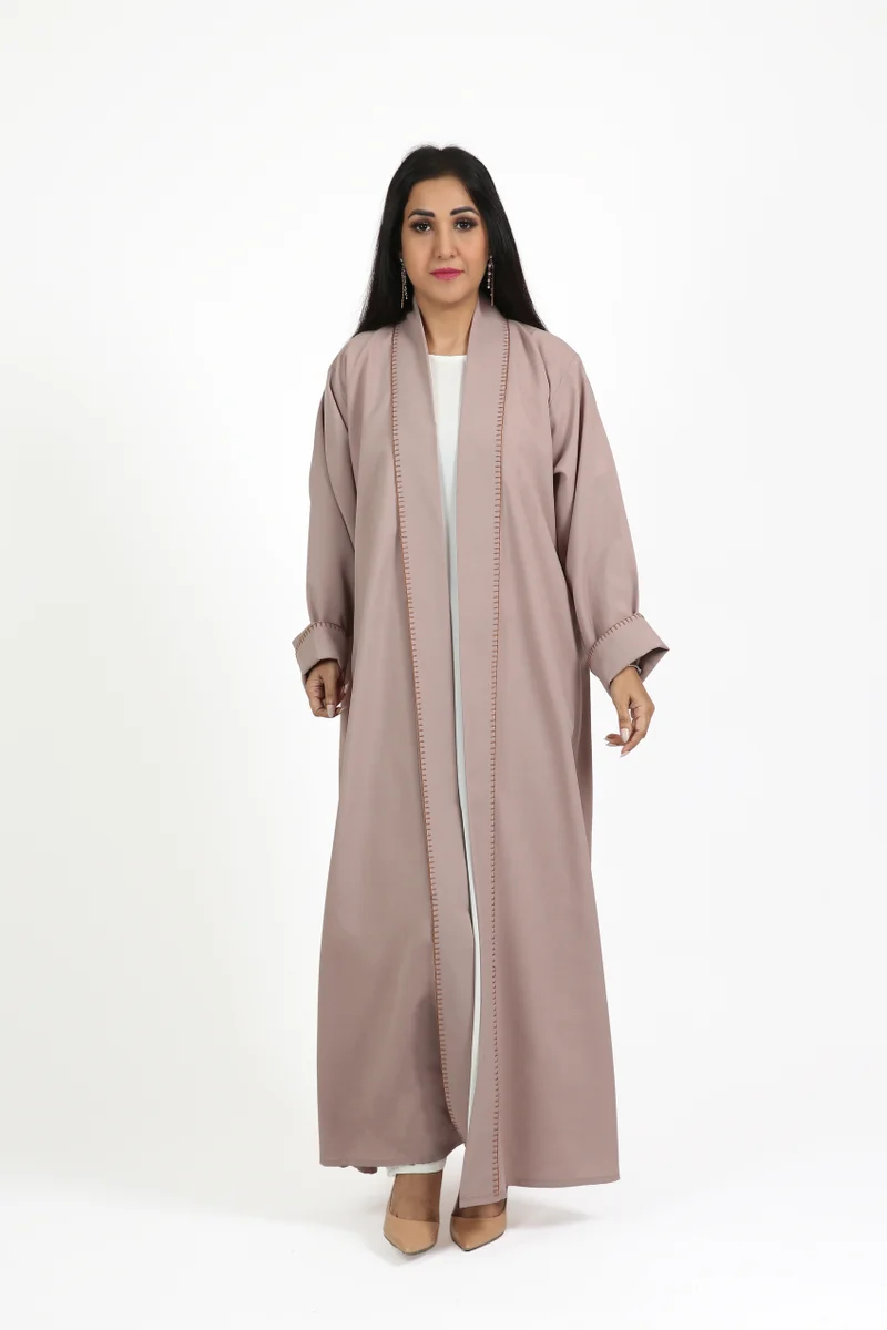 Nikias  Crepe Abaya with Thread Handwork on Front & Sleeves for Women | Best Price UAE