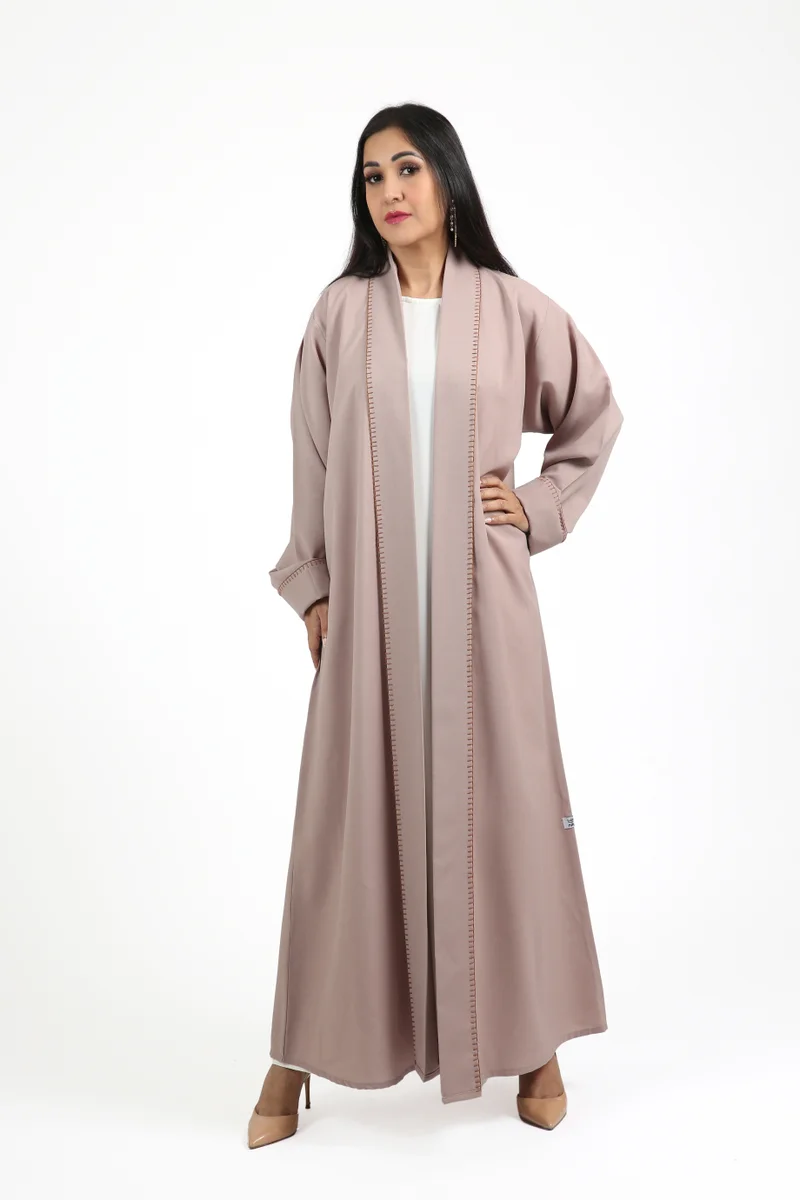 Nikias  Crepe Abaya with Thread Handwork on Front & Sleeves for Women | Best Price UAE