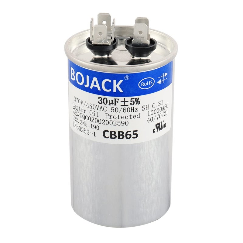 BOJACK 30 uf MFD 370V 450V AC Motor and Fan Starting Round Capacitor 50/60 Hz CBB65 10000 AFC - Image 2