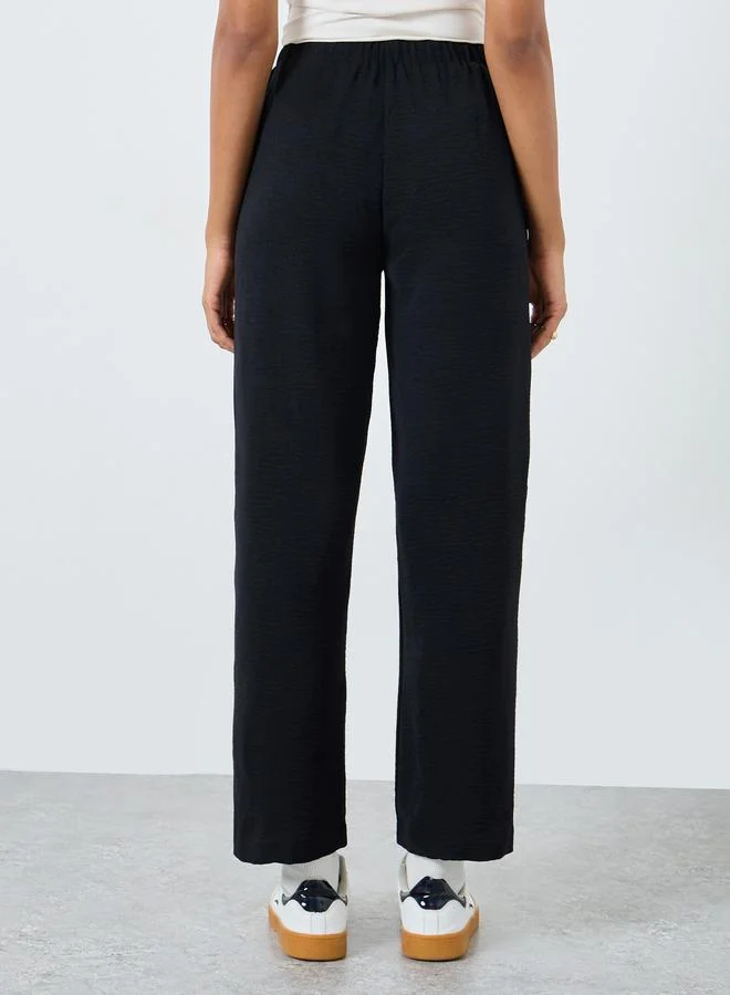 Take Two Take Two Women Solid Drawstring Waist Wide Leg Pants