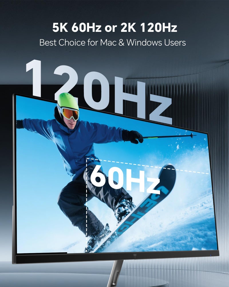 KTC 27 Inch 5K Monitor, 5120 x 2880 5K2K Monitor with 65W Type-C Port, Dual Mode Computer Monitors Compatible with Mac mini, IPS Panel, HDR 400, 217 PPI, 135% sRGB, HDMI DisplayPort, Tilt, H27P3 - Image 3