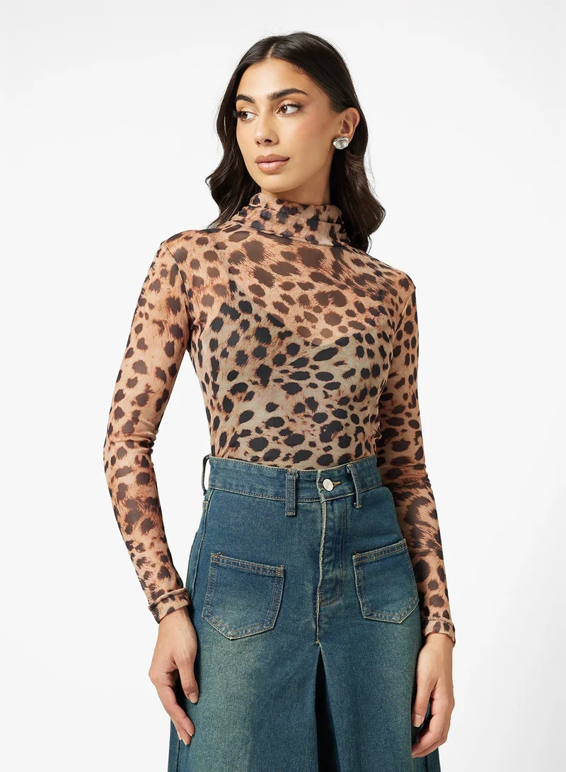 فايور Leopard Print Velvet Jacket – Long Sleeve with High Collar