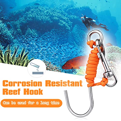 Pluzluce Scuba Diving Reef Hook with 47 in (120 cm) Line, Marine Grade Stainless Steel Drift Diving Hook with Swivel Bolt Snap & O-Ring for Strong Current Diving, Underwater Photography & Scuba Accessories - Image 5